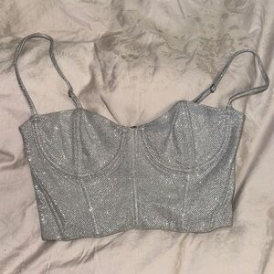 White Fox Boutique Sweet Thing Bustier Silver Size Small